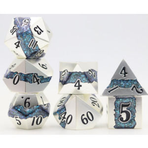 Mica Series 7 piece Metal Dice Set
